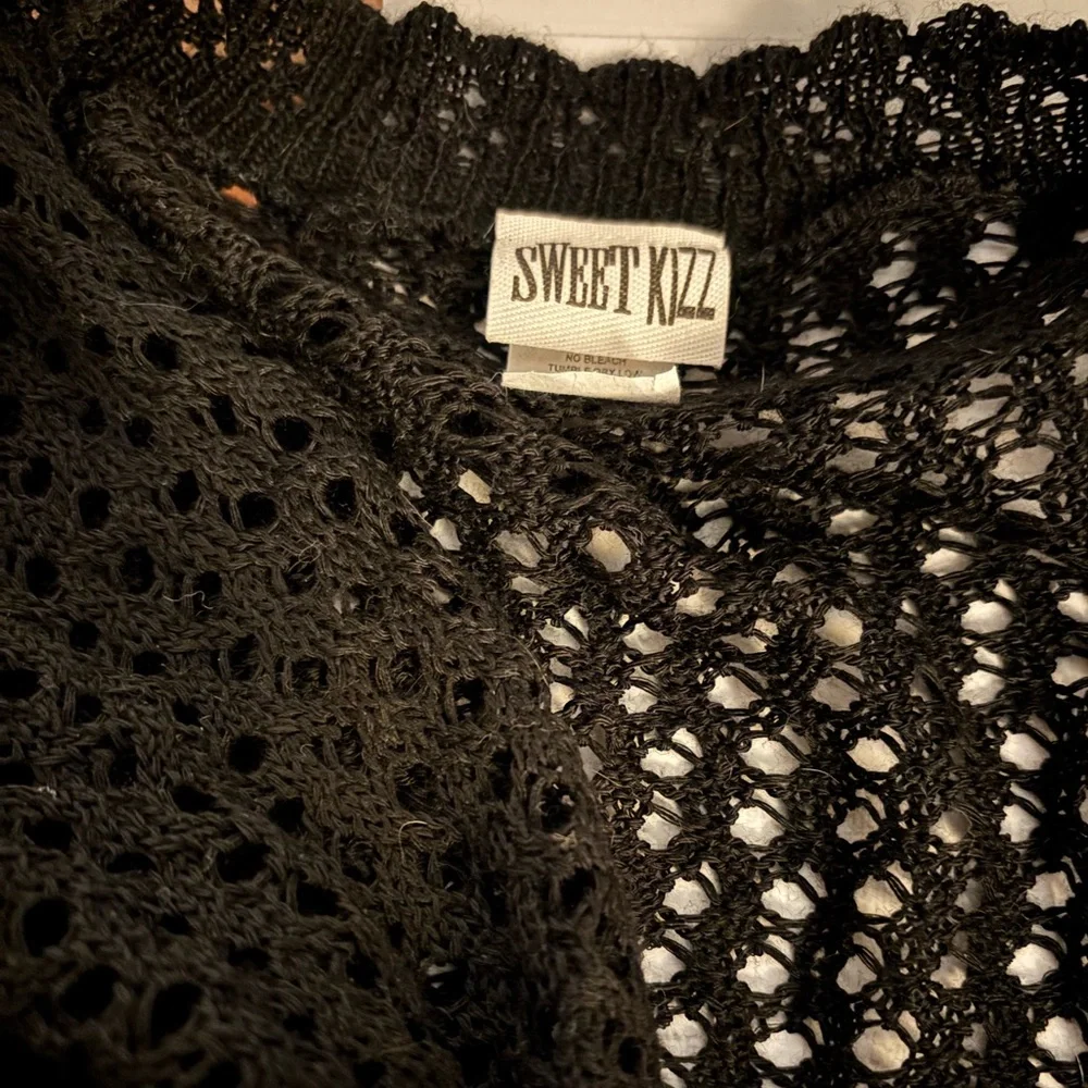 SWEET KIZZ Women’s SZ XL Black Crochet Knit Shrug/Sweater/Jacket w/Bell Sleeves - Picture 11 of 16